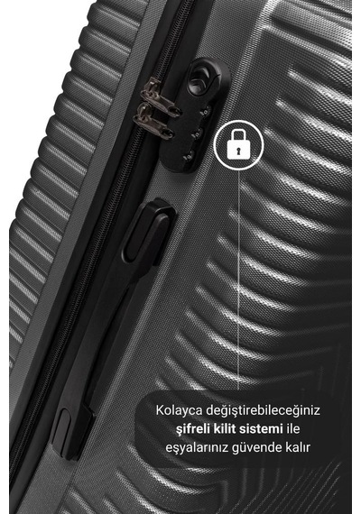 G&d Polo Suitcase Abs Kabin Ve Büyük Boy Koyu Gri 2'li Valiz Eti 600.02-set-bk Koyu Gri