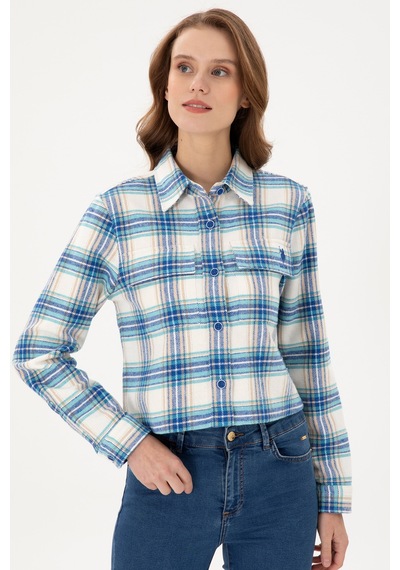 U.s. Polo Assn. Kadın Saks Gömlek Desenli 50291115-vr045 Saks