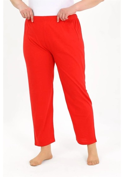 Mtm My The Mall Kadın Pamuklu Büyük Beden Alt Pijama Kırmızı Kırmızı
