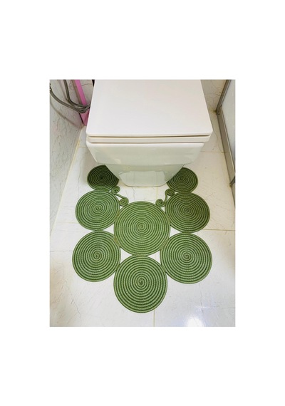 Jüt, Hasır, Paspas, Banyo Paspası, Klozet Önü Paspası, Klozet Paspas, Çift Taraflı Yeşil Yeşil