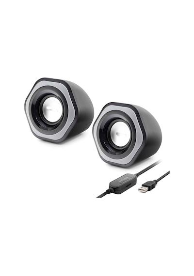 Bilgisayar Hoparlörü 1+1 Usb + 3.5 Mm + Ses Kontrol Siyah Spa2209