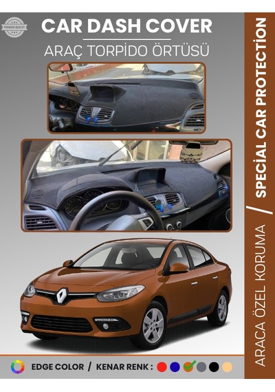 Renault Fluence Navigasyonlu Büyük Ekranlı 2013-2016 Torpido Örtüsü Panel Torpido Koruma Tam Uyum - 997 Stiloto