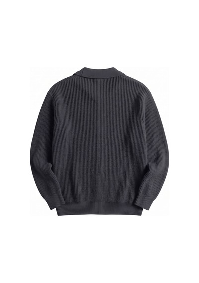 Genıus Store Erkek Hırka Oversize Kalıp Düğmeli Polo Yaka Triko Kazak Çekme/uzama Yapmaz Erkek-hırka Füme