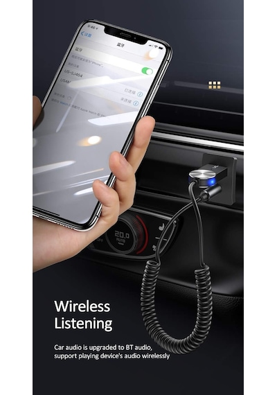 Usams Bluetooth 5.0 Receiver Usb Aux Wireless Araç Kiti Telefon Konuşma Müzik Dinleme Ba01 Sj46