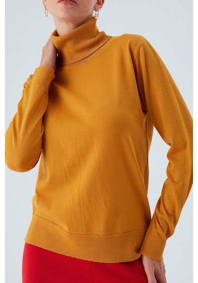 Peraluna Valerıa Pullover Boğazlı İnce Kadın Triko Kazak Sarı-sarı Sarı