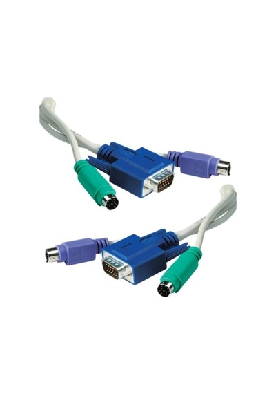 1.5 Metre 2x PS2 + 1x VGA Tüm Soketleri Erkek KVM Switch Kablosu