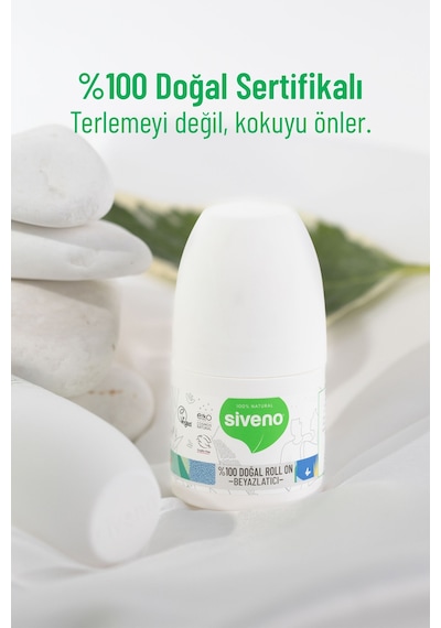 Siveno %100 Doğal Roll On Beyazlatıcı Etkili Deodorant Ter Kokusu Önleyici Bitkisel Leke Bırakmayan Vegan 50 ML
