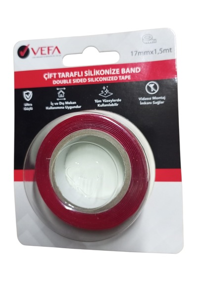 17mm 1.5mt Şeffaf Etli Çift Taraflı Silikon Bant