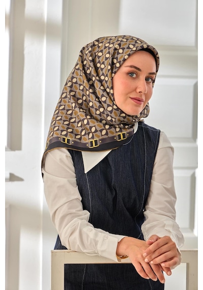 Silk Home Twill İpek Eşarp 11481-33 Antrasit, Haki, Gri, Gümüş