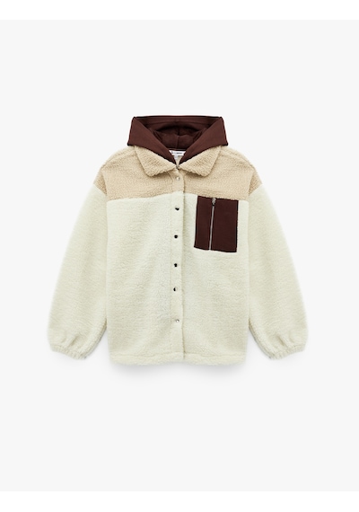 Koton Kapüşonlu Renk Bloklu Cep Detaylı Çıtçıt Düğmeli Oversize Peluş Ceket Ekru 6wal10124ık Koton Kapüşonlu Renk Bloklu Cep Detaylı Çıtçıt Düğmeli Oversize Peluş Ceket Ekru 6wal10124ık