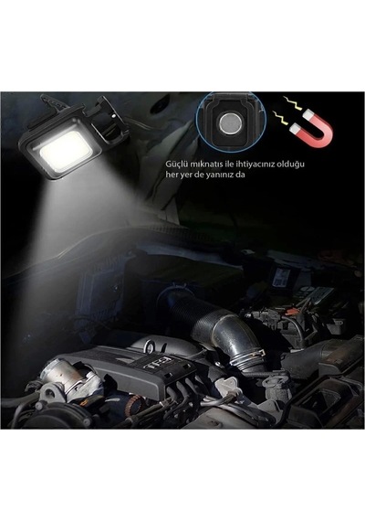 Mini Led Anahtarlık El Feneri Flash Mıknatıslı Su Geçirmez Şişe Açaçaklı Siyah