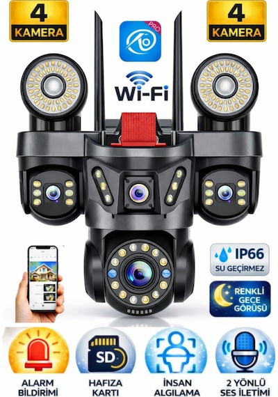 O-kam Pro Ok-231plus Premium 4 Lensli 12 Mp Wifi Ptz Güvenlik Kamerası