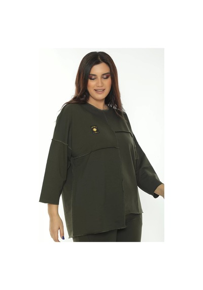 Lady Majestic Cotton 1. Kalite Büyük Beden Özel Tasarım Eşofman Takımı Haki