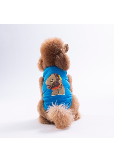 Mavi Donut Teddy Tişört Kedi Köpek Tişörtü-kedi Köpek Kıyafeti