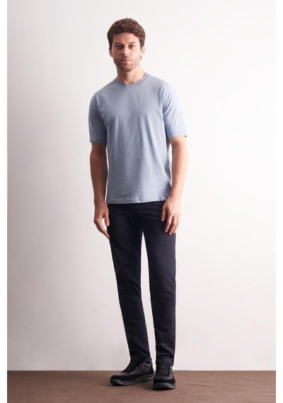 Mavi Bisiklet Yaka Kısa Kol Slim Fit Pamuklu Basic Tişört 1011255106 Mavi