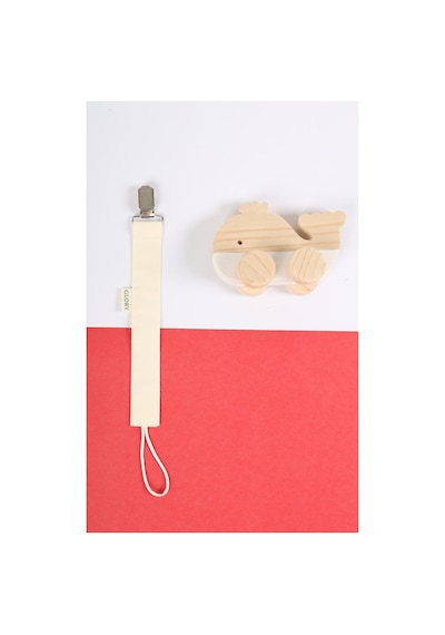 Emzik Askısı - Emzik Zinciri - Emzik Tutacağı - 3'lü Set - %100 Pamuk - Mavi, Ekru, Sarı