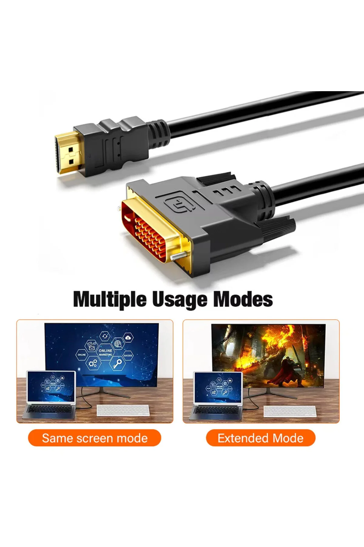 3 Metre 3mt Hdmı To Dvı Iki Çift Yönlü Dönüştürücü Adaptör Kablosu Bilgisayar Pc Laptop Pc Ps5 Xbox 360 Bir Serisi S X Uyumlu Kablo 001