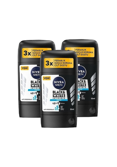 Nivea Men Black & White Invisible Fresh Erkek Stick Deodorant 3 x 50 ML