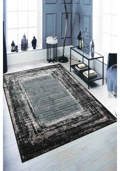 Füme Modern Klasik Kaymaz Tabanlı Dekoratif Halı Ar124n11