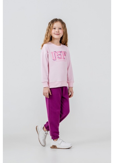 U.S. Polo Assn. Kız Çocuk Baskılı Pembe Uzun Kol Eşofman Takımı Us2706-c-v1 Us2706-c-v1