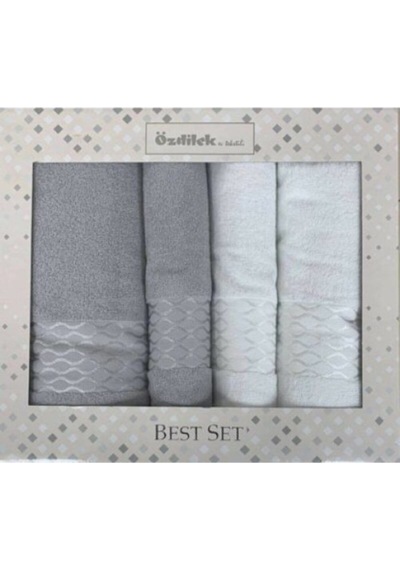Elissa Best Set Hamam Takımı Gri - Beyaz Gri - Beyaz
