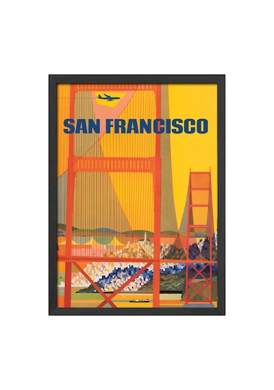 San Francisco Siyah Ahşap Çerçeveli Poster, Dekoratif Seyahat Duvar Tablosu