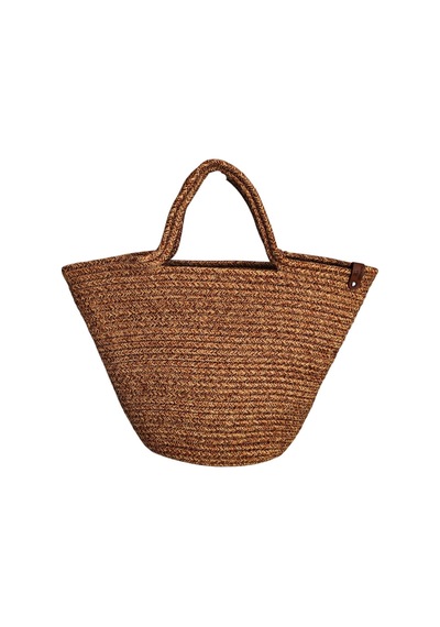 Nakkaş Home Collection Jüt Kadın Çanta Hasır Görünümlü Omuz Çantası, Plaj Ve Günlük Kullanım-kahverengi-40x27 Cm