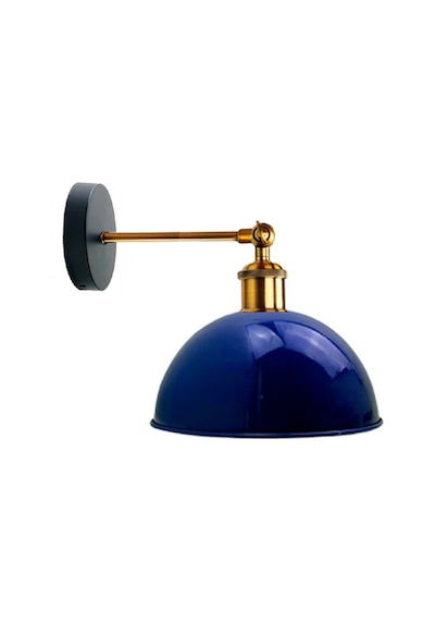 Riolight Vintage3,retro3,rustik3 Lacivert 1xe27 Eskitme Masallı Tekli Duvar Aplik Şapka Çap:23cm Mavi