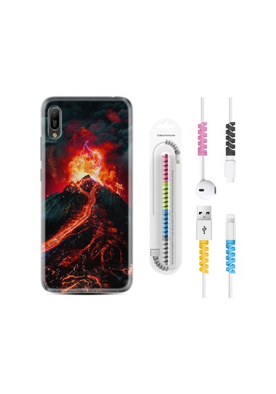 Huawei Y6 2019 Kılıf Kablo Koruyuculu Yanardağ 16Y62019