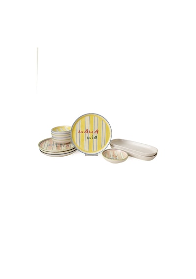 Keramika Mama Mia & La Dolce Vita Kahvaltı Takımı 12 Parça 4 Kişilik 22724-25 Çok renkli