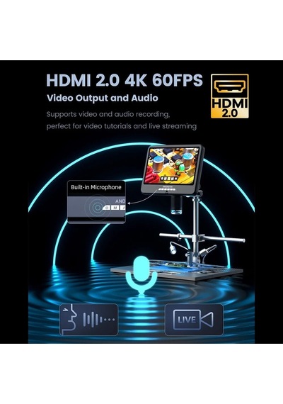 Andonstar Ad210s-plus 4k 60fps Hdmı Dijital Lehimleme Mikroskobu 10.1 Lcd