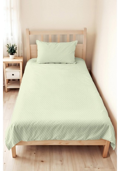 Minimal Mint Yeşili Genç Odası Tek Kişilik Pike Takımı-açık Yeşil 160x220cm Kapitone Yatak Örtüsü Puslu Pencere Eşiği