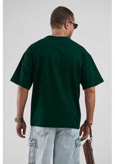 King Brich Oversize Kalıp Basic %100 Pamuklu Erkek Tişört Yeşil