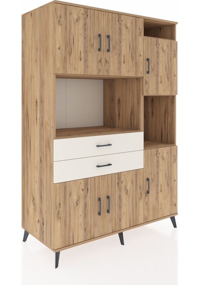 Kronos Dolap 9 Raflı 2 Çekmeceli 6 Kapaklı 132x59x195 Çam-çam... Çam