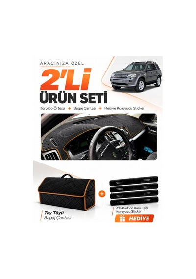 E-biz Land Rover Freelander 2006-2014 Uyumlu Torpido + Tay Tüyü Çanta - Siyah-kahverengi - Lr003