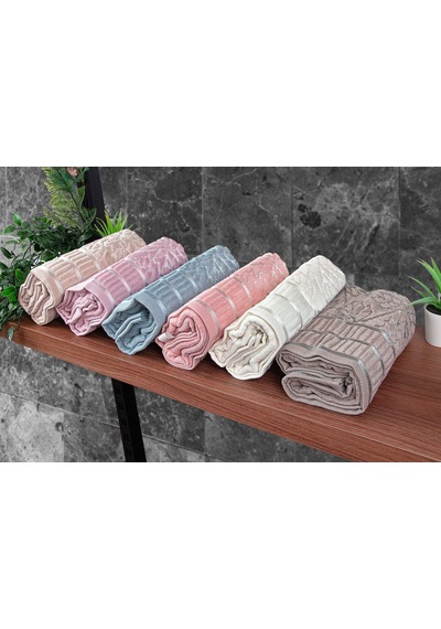 Çınar Jakarlı 6 Lı Kadife Pamuklu El Ve Yüz Havlu Seti 50x90 Cm - 04557 - Karışık Renkli Çok Renkli