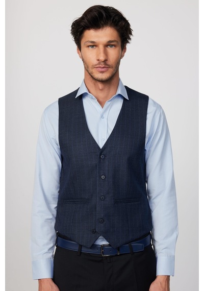 Tudors Slim Fit Dar Kesim Fleto Cep 4 Mevsim Çizgili Lacivert Erkek Yelek-30223-Lacivert Tudors Slim Fit Dar Kesim Fleto Cep 4 Mevsim Çizgili Lacivert Erkek Yelek-30223-Lacivert