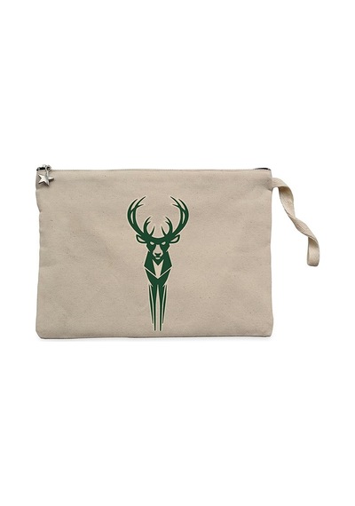 Milwaukee Bucks Logo Krem Clutch Astarlı Cüzdan / El Çantası Krem