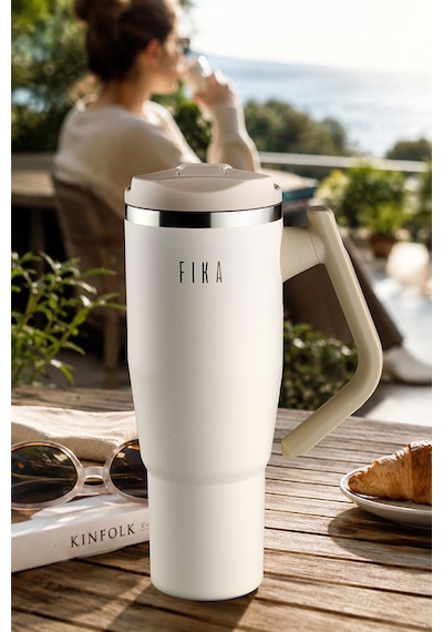 Neoflam Fika Lumi Patentli Döner Kulplu Sızdırmaz Çelik Termos 1200 Ml - Bej