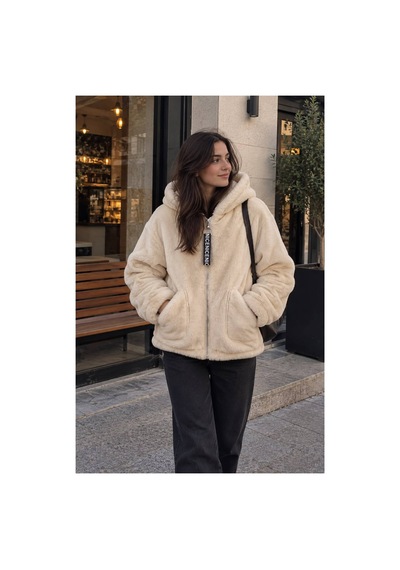 Öners Kadın Kapşonlu Peluş Fermuarlı Sweat Oversize Yumuşak Polar Hoodie Kışlık Sıcak Tutucu Bej Bej Öners Kadın Kapşonlu Peluş Fermuarlı Sweat Oversize Yumuşak Polar Hoodie Kışlık Sıcak Tutucu Bej Bej