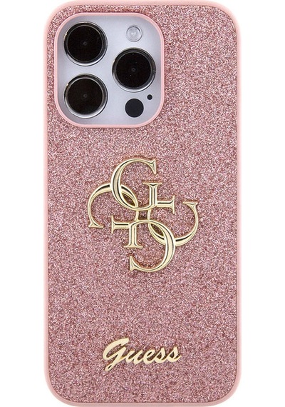 Apple Uyumlu iPhone 15 Pro Max Kılıf Guess Lisanslı 4g Büyük Metal Logolu Glitter Kapak Siyah