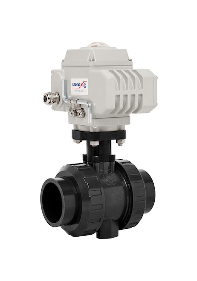 Unox Ø20 24v Dc Elektrik Aktüatörlü U-pvc Küresel Vana Asit İçin