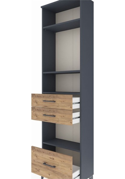 Arges Dolap 4 Raflı 3 Çekmeceli 60x30x221 Antrasit-çam Antrasit