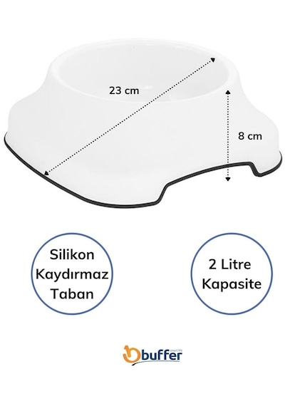 Silikon Kaydırmaz Taban Plastik Kedi Ve Köpek Mama Ve Su Kabı 2 L 5492