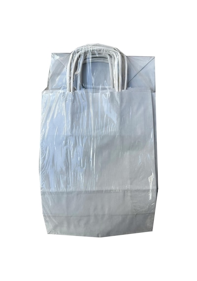 Büküm Saplı Kraft Kağıt Karton Hediyelik Çanta Poşet Torba Gri 4 x 25'li 25 x 31 CM