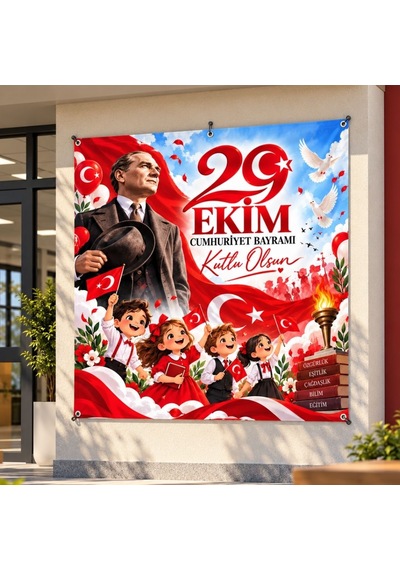 29 Ekim Cumhuriyet Bayramı 160x160 Cm Vinil Afiş 04 Tüm Yaşlar