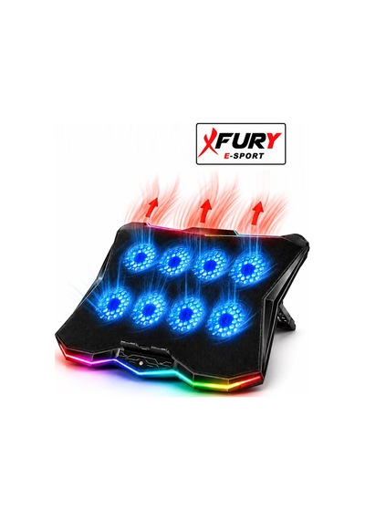 Fury E-sport Rgb Laptop Soğutucu 8 Fanlı Ayarlanabilir Standlı Notebook Soğutucu