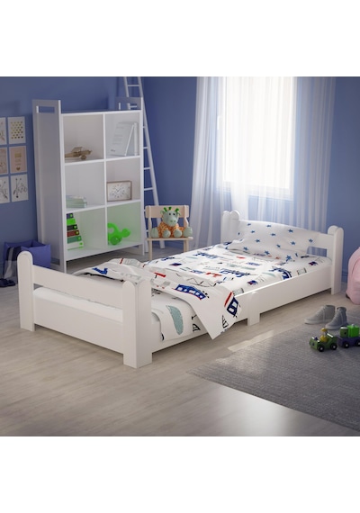 Tulipkids Montessori Karyola Beyaz 90x190 Yatak Uyumlu Oval Kesim Çocuk Yatağı Kids-101