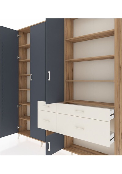 Arges Dolap 14 Raflı 4 Çekmeceli 4 Kapaklı 220x30x243 Çam-antrasit/aytaşı Antrasıt/aytası Arges Dolap 14 Raflı 4 Çekmeceli 4 Kapaklı 220x30x243 Çam-antrasit/aytaşı Antrasıt/aytası