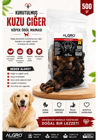 %100 Kuzu Ciğer Köpek Ödülü 500 Gr